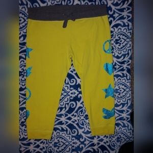 Dream Out Loud By Selena Gomez sweatpant capris Size Xl Yellow and metallic blue